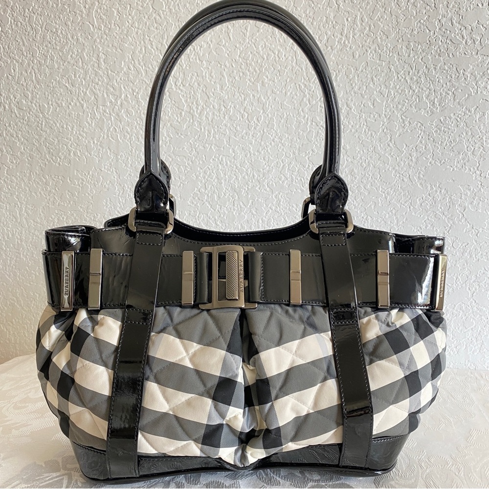 Burberry black check tote